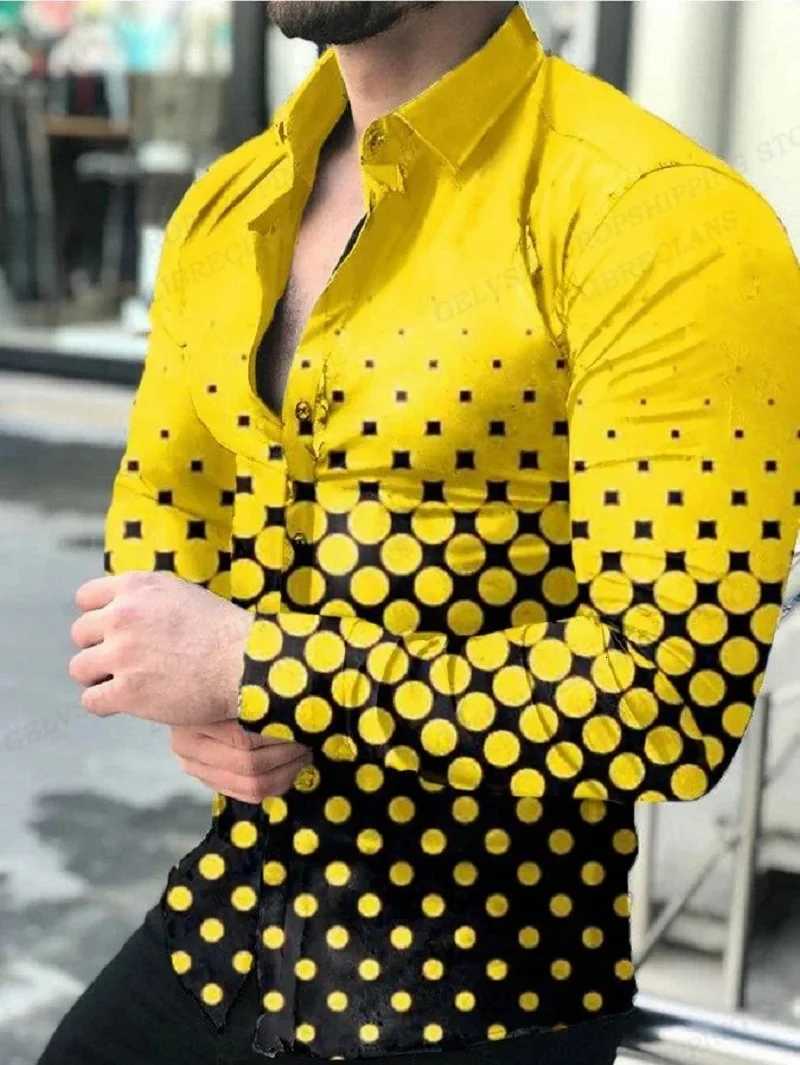 Mens Colorful Printed Long Sleeve Shirt Mens Casual Fashion Street Mens Shirt Lapel Single Breasted Long Sleeve K251110