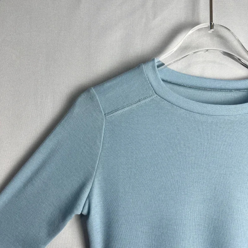 Womens Basic Tshirt 2025 Oneck Solid Casual Top Long Sleeve See Through Sexy Slimming Clothing 250407