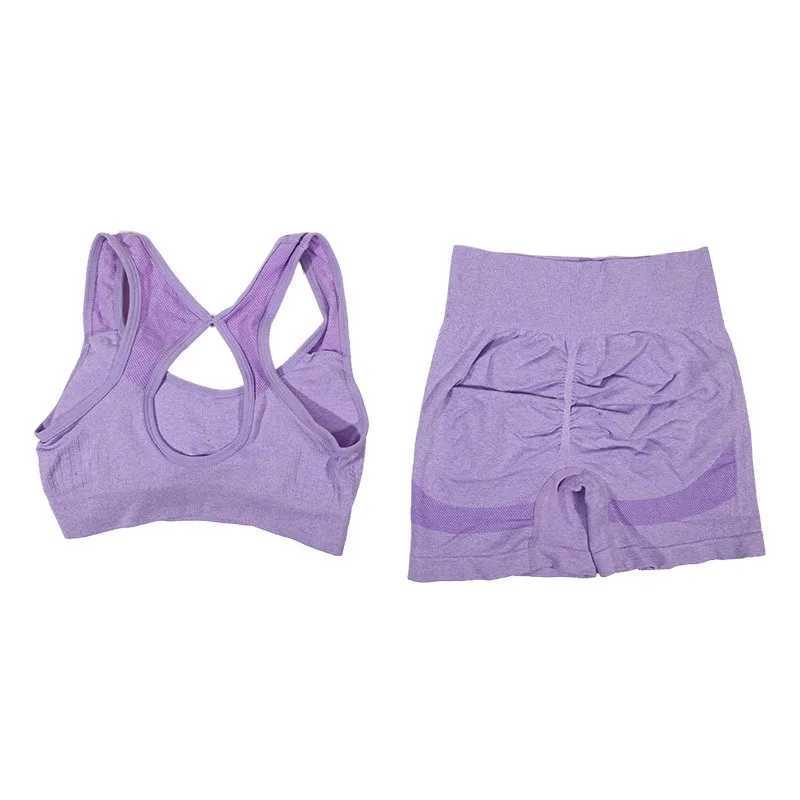 Womens yoga shorts set high waist and hip lifting exercise tight fitting fitness abdominal control gym running and stretching sportswearW250411