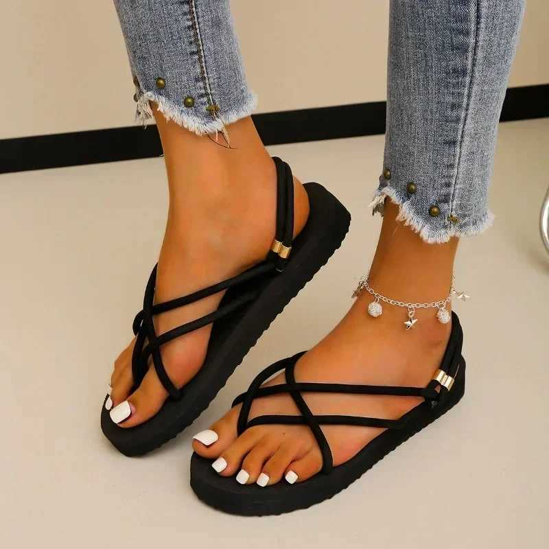 Womens shoes 2024 high-quality plus size womens sandals Fi narrowband daily sandals womens new leather toe flat shoesXJ250410