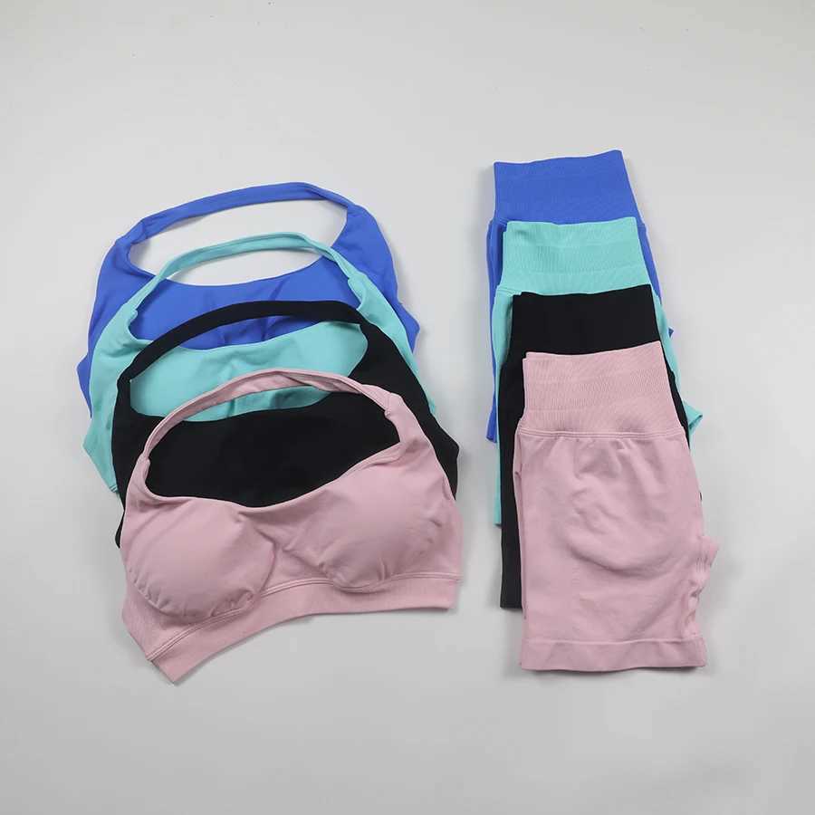 Seamless Fitness Yoga Set Womens Fitness Clothing Strap Sports Bra Competition Impact Shorts 2-piece Exercise SetW250411