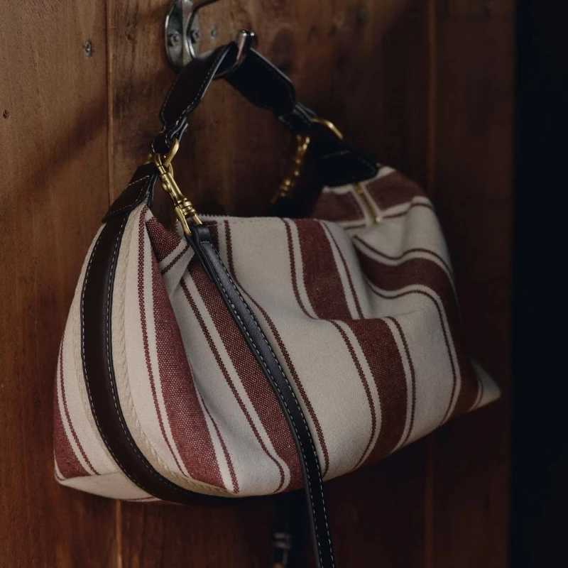 STRIPED FABRIC CITY BAG Fashionable Design Handbag Purse For Women - Spacious Crossbody Satchel Luxury Design Baguette BagT251110
