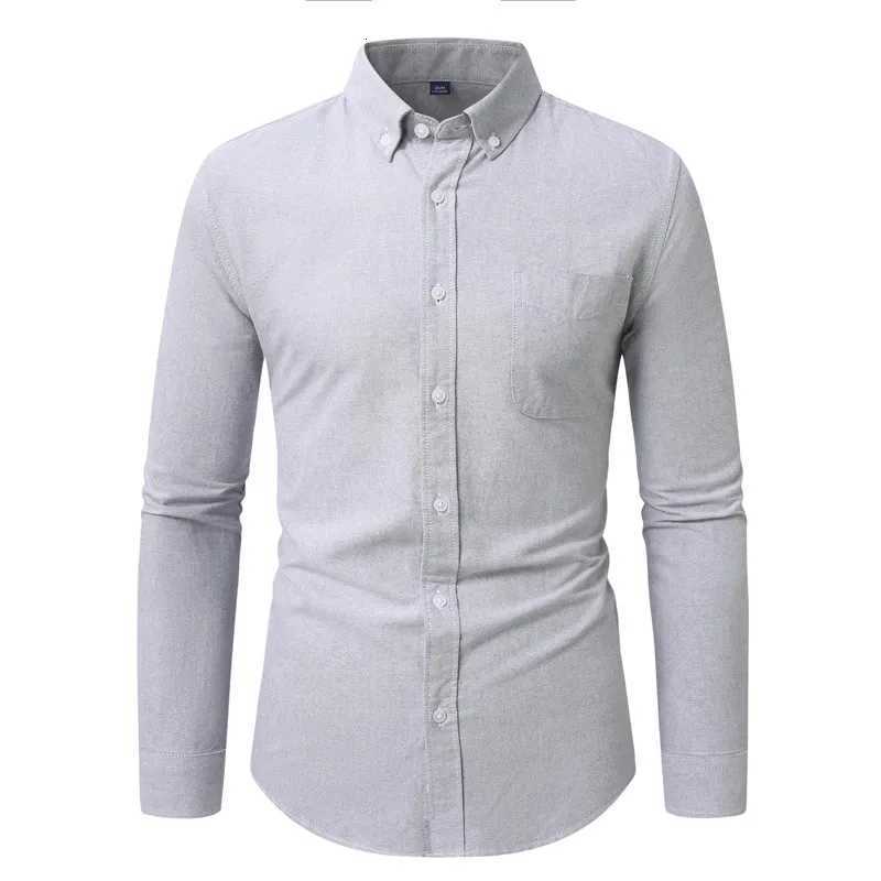 Mens hard-wearing high-quality cotton shirts long-sleeved shirts solid color and striped shirts K251110