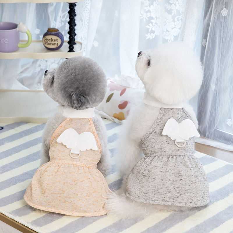 Leisure Dog Clothing Summer Cool Dress Cute Princess Dog Dress Little Angel Wing Decoration Puppy Dresses Girl Dog Clothes for Small Dogs Cats Chihuah