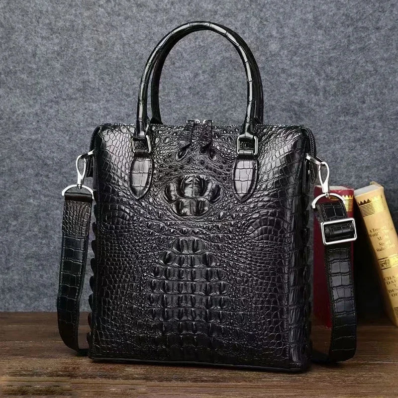 Genuine leather mens business briefcase high-quality classic laptop customized business bag laptop bag 250410