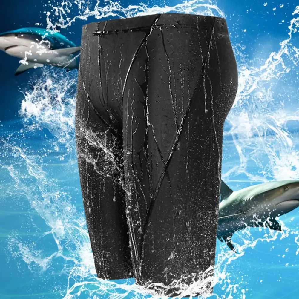Mens swimming shorts waterproof quick drying swimsuit mid waist soft and breathable solid color plus size swimsuitW250410