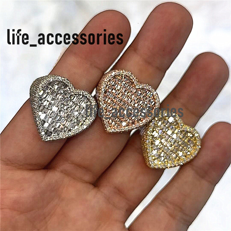 Drop Shipping Luxury Hip Hop Jewelry Full Pave D Color VVS Moissanite 100% 925 Sterling Silver Ring Iced Out Mens Ring
