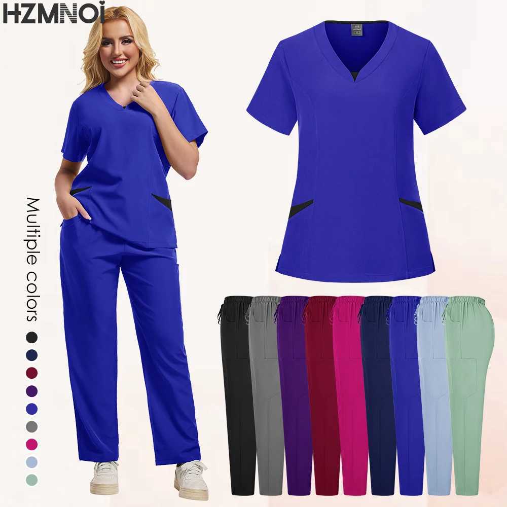 New Hospital Medical Scrub Suits Nurse Uniform Women Medical Clothing for Doctor Scrub Set Beauty Work Clothes Surgery Top Pants X2504101