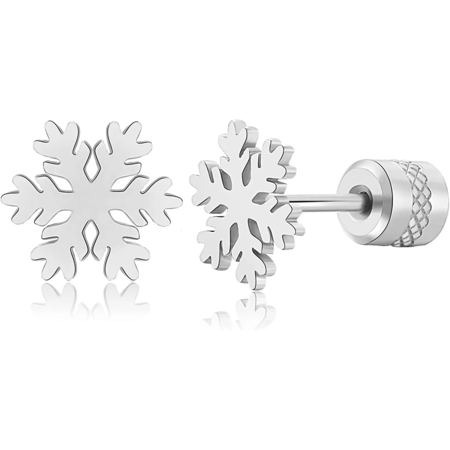 Winter Snowflake Christmas Earrings Stud for Womens Screw Back Stud Earrings Jewelery Gifts Hypoallergenic Earrings 251031