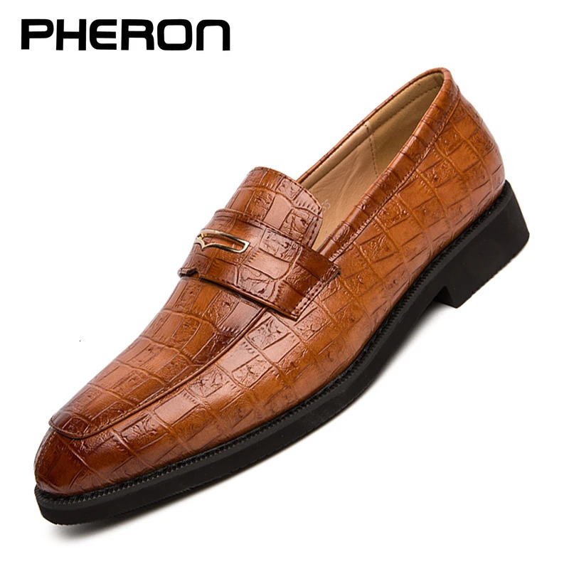 Classic Pattern Business Flat Shoes Men Formal Dress Leather Shoes Mens Loafers Wedding Party Shoes 251106