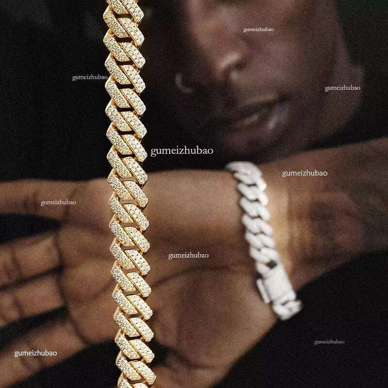 Sier Miami Hip Hop Men 7inche k VVS GRA Moissanite Dia 6mm Cuban Chain Men's Bracelet Bangle