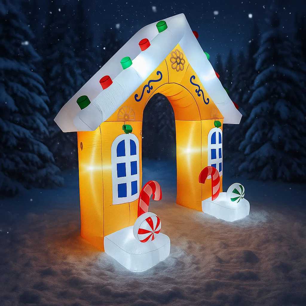 Christmas 88FT Gingerbread House Archway Inflatable Christmas Decorations Xmas Ornament With LED Lights Outdoor Yard Holiday Party Toy Y251111
