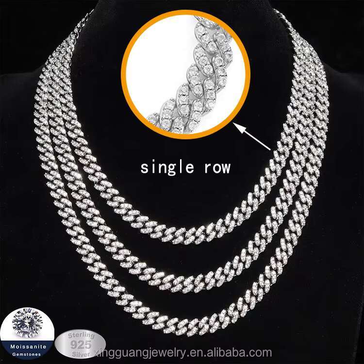 10 mm Wide Single Row Cuban Link Chain Hiphop Jewelry GRA VVS Moissanite Diamond 925 Silver Fine Jewelry Necklace Bracelet