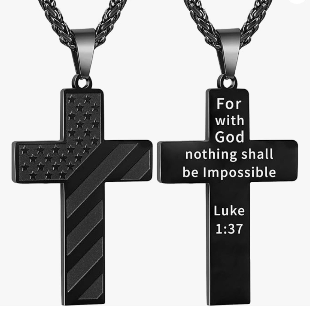 New Stainless Steel American Flag Graphic Engraving Necklace Cross Sports Style Niche Jewelry