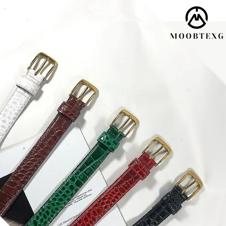 White Red Green Grain Real Leather Waist Belt Women Casual Jean Strap Belts Plus Large Size Alligator Pattern Cinture 251031