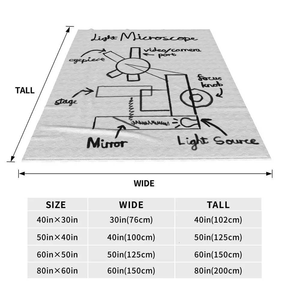 Light Microscope Diagram Blanket Portable Flannel Sofa Throw Blanket for Home Bedroom Office Throws Bedspread Quilt C251111