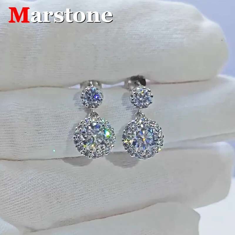 1CT Moissanite Diamond D Color Ladys Earrings S925 Sterling Sliver Plated White Gold Earrings for Women