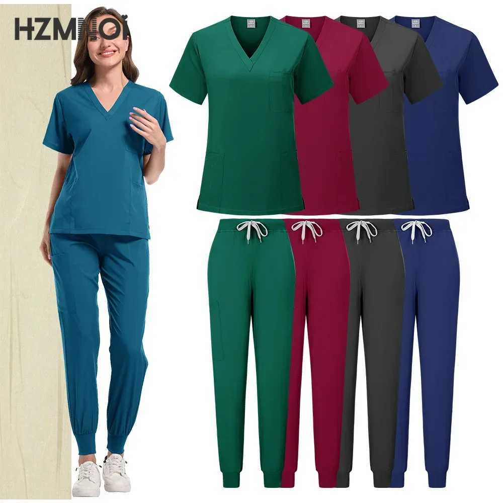 Doctor Scrub Set Surgical Uniforms Women Medical Nursing Uniforms Beauty Sn Workwear Pet Clinical Scrubs Top + Pant Spa Suits X250410
