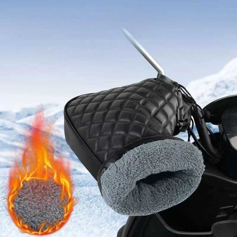 1 Pair Windproof Motorcycle Handlebar Covers Winter Warm Electric Scooter Gloves Waterproof with Thick Cotton Lining S25118