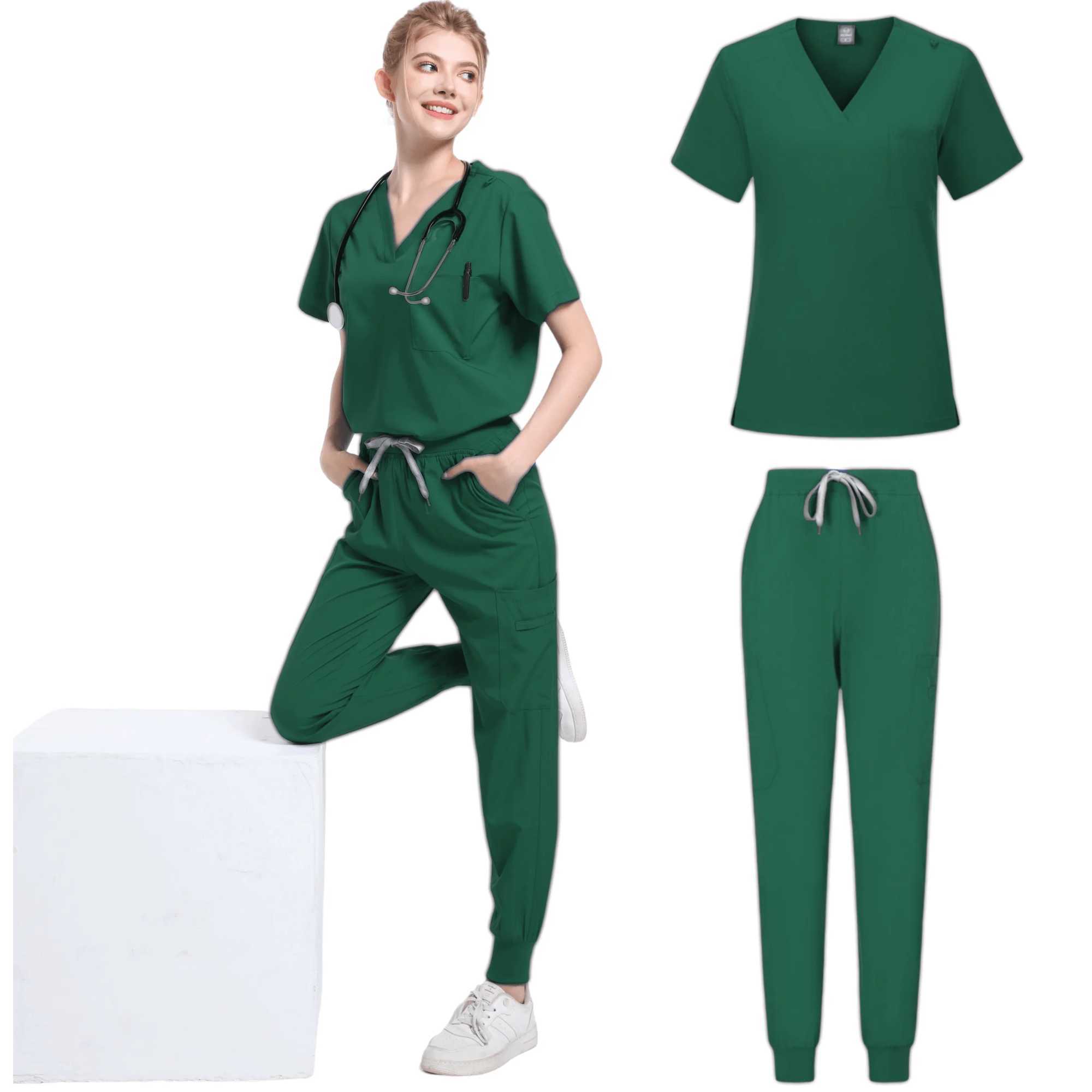 Scrubs Medical Uniforms Womens Multi Color SPA Beauty Uniform Dental Veterinary Work Uniform Neutral Pharmacy Clinic Scrub Set X250410