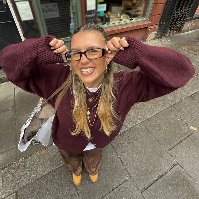 Women's solid-color casual sweater, button-up long-sleeved top with pockets, highly popular and suitable for street wear, trendy for autumn and w