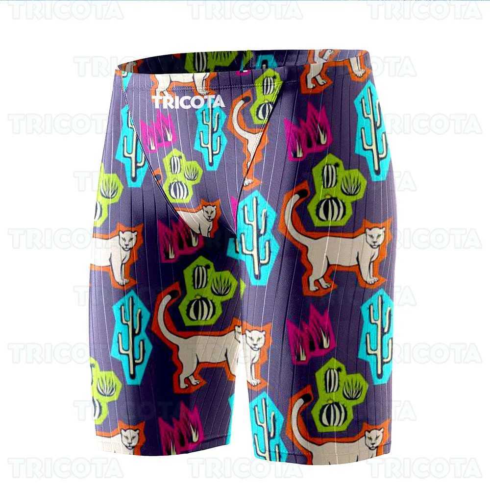 Mens Beach Backbone Swimming Jammer Shorts Training Endurance Sports Jammer Swimsuit UV Quick drying Tight Surfing ShortsW250410