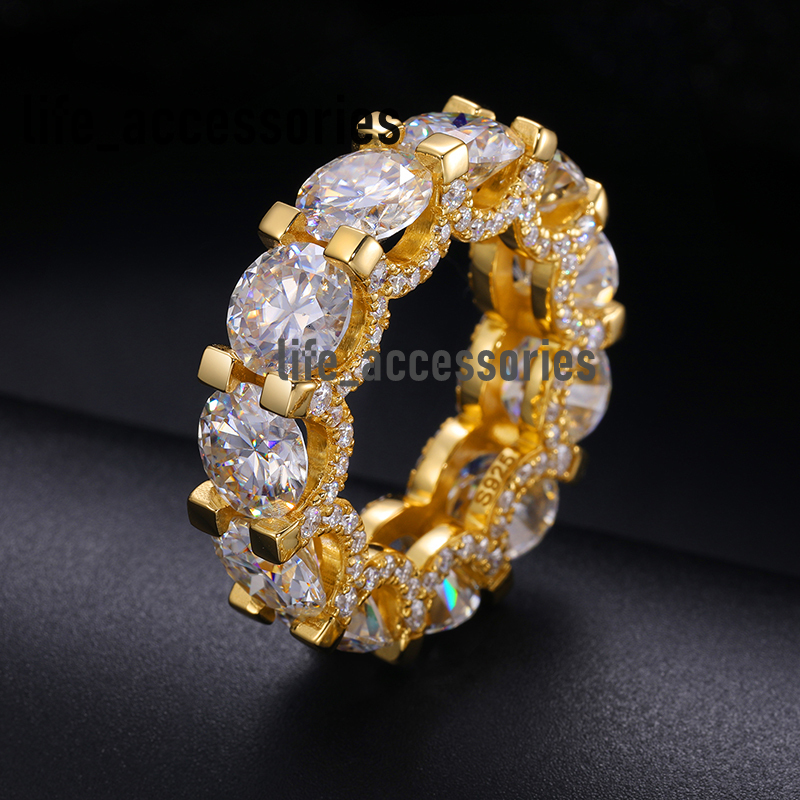 Luxury Engagement Fine Jewelry 925 Sterling Silver 1 Row 3mm-8mm VVS Moissanite Diamond Wedding Band Ring for Men Women Girls