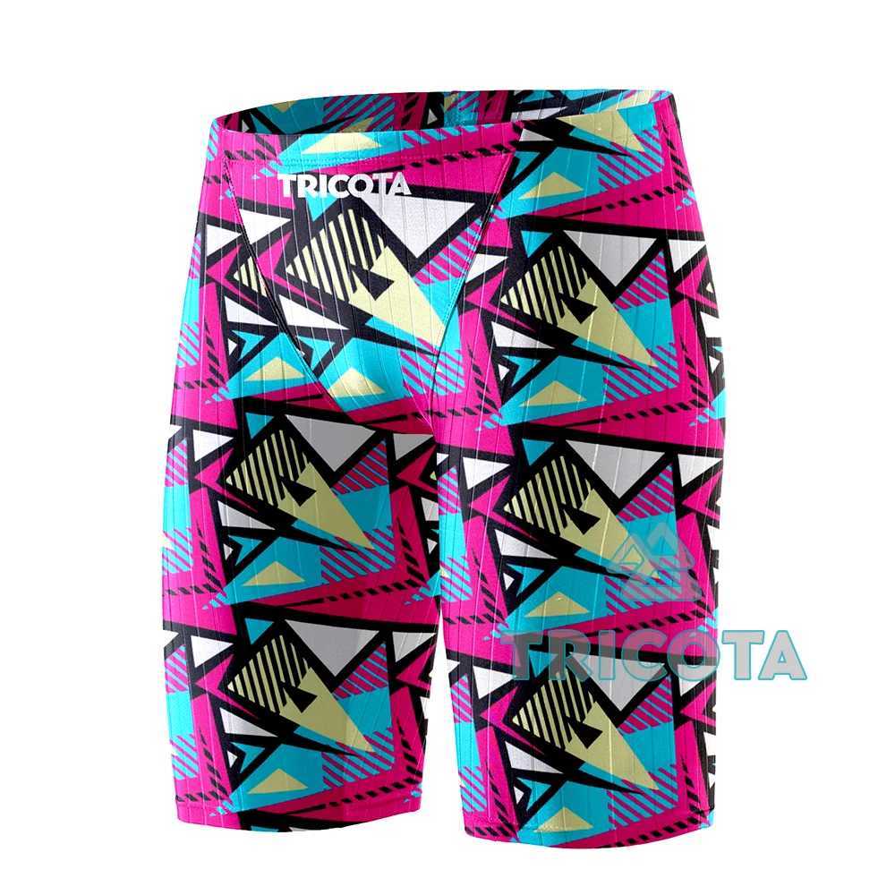 Summer Swimming Relay Mens Professional Tight Jammer Swimming Clothes Outdoor Beach Printing Solid Durable Training Surfing ShortsW250410