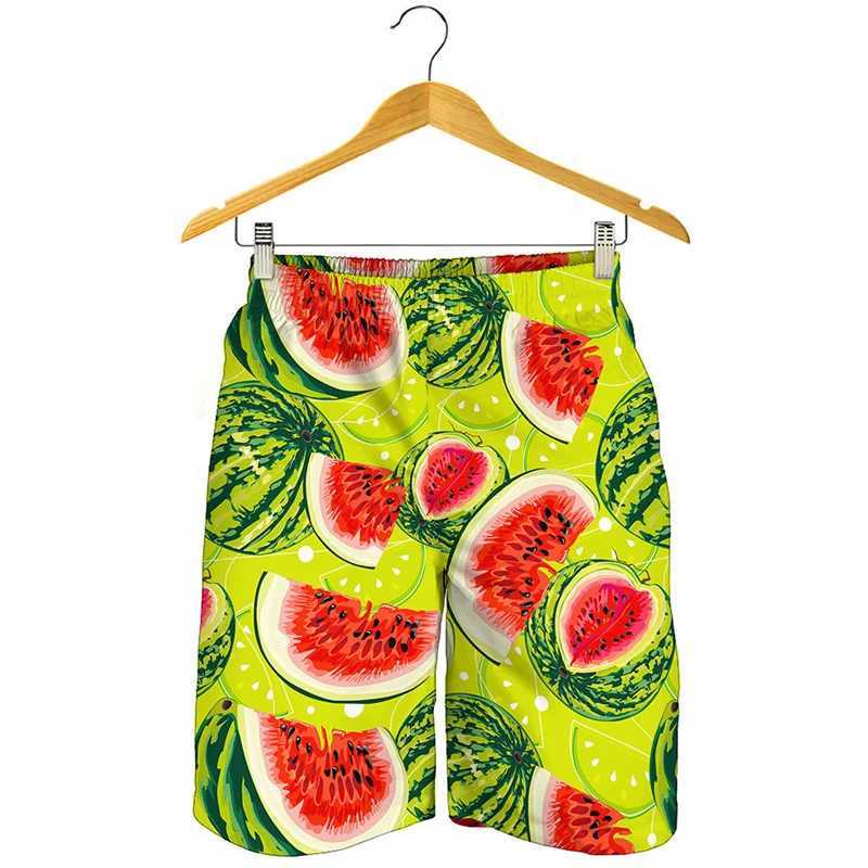 Aloha Tropical Watermelon 3D Printed Beach Shorts Mens Summer Cartoon Fruit Pattern Swimming Dry Quick Drying Surfboard ShortsW250410