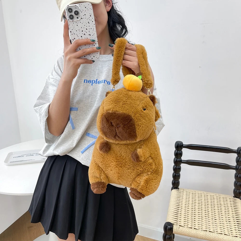 Kawaii Plushie Doll Capybara Plush Backpack Handbag Childrens Bag Toy Shoulder Bag Mini Knapsack Bags Gifts For Girlfriend 250407