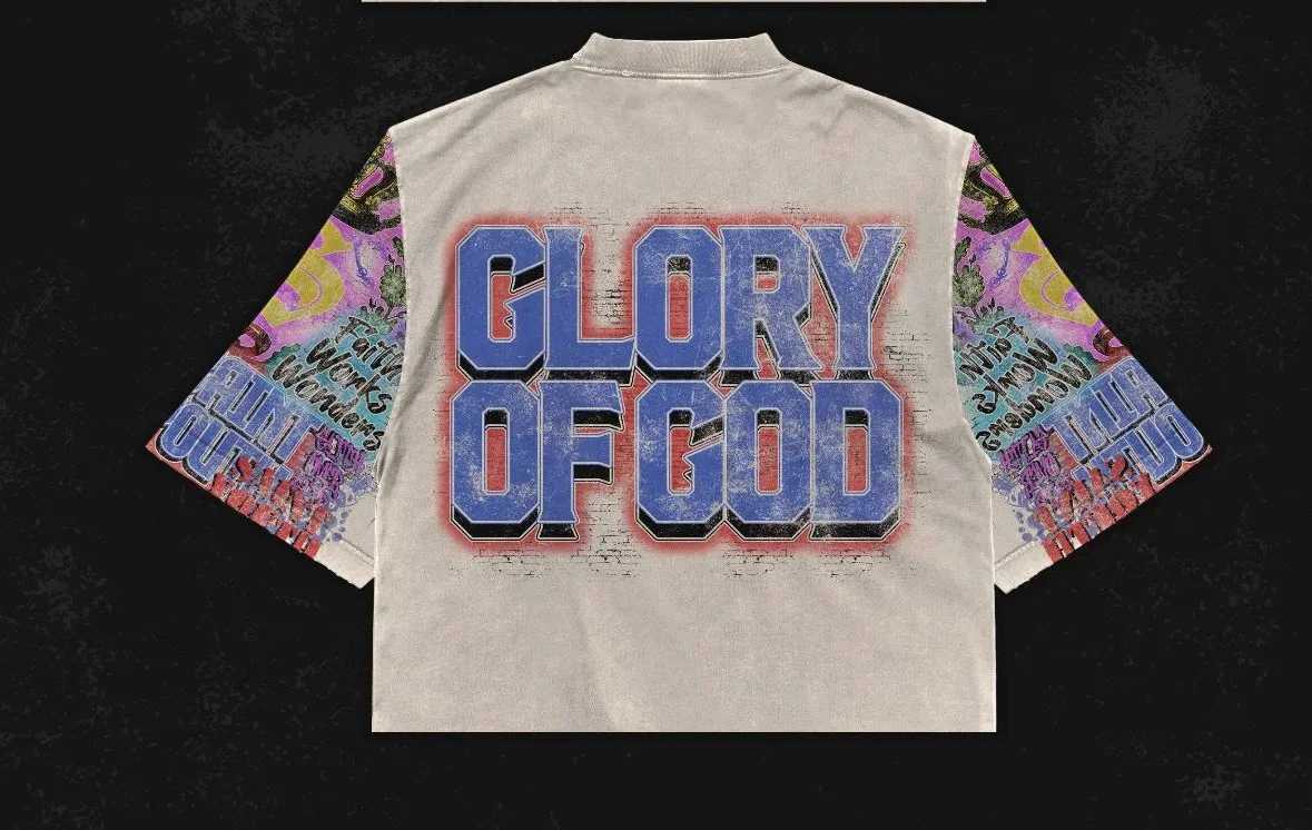 Oversized round neck cotton short sleeved shirt Y2k streetwear T-shirt retro hip-hop graphic printed T-shirt mens and womens rock M250411
