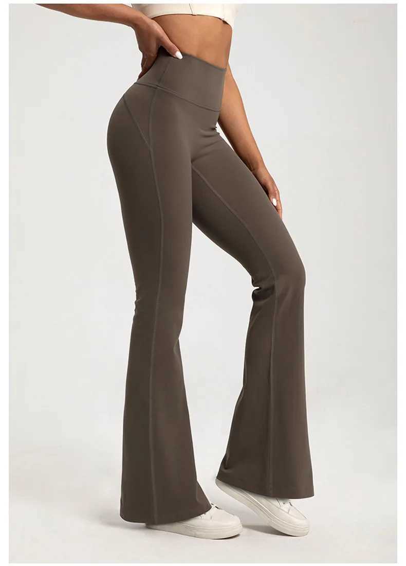 Strapless Waist Wrinkle Hip Enhancement Fitness Exercise Elastic Bell Bottom Pants Womens Casual Outdoor Running Yoga PantsW250411