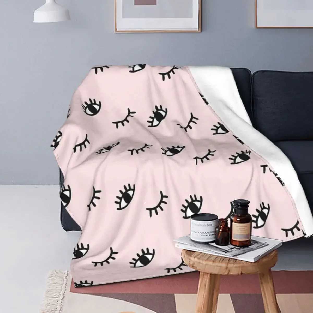 Eyelash Blanket Flannel Winter Open And Closed Eyes Multifunction Lightweight Throw for Bedding Travel Rug Piece Queen C251111