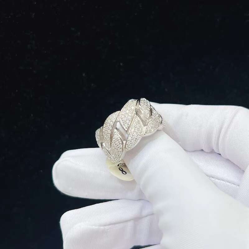 Sterling Silver Cuban S925 VVS Moissanite Diamond Luxury Ring Iced Out Diamond Hip Hop Rings Men