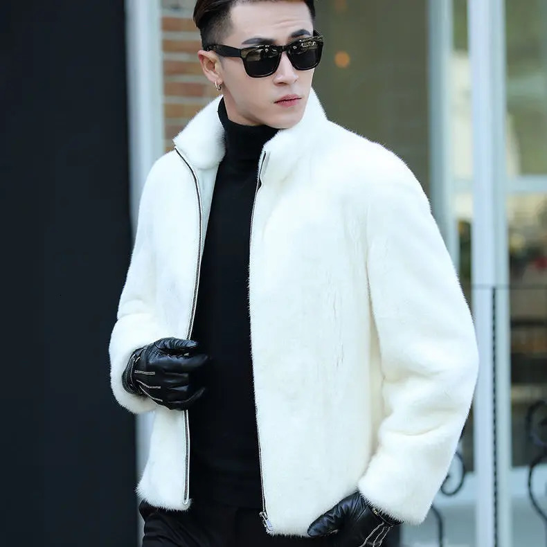 Fashion Autumn Winter Men Faux Mink Fur Coat Fluffy Warm Outwear Male Thick Solid Loose Casual Stand Male Jackets W34 251105