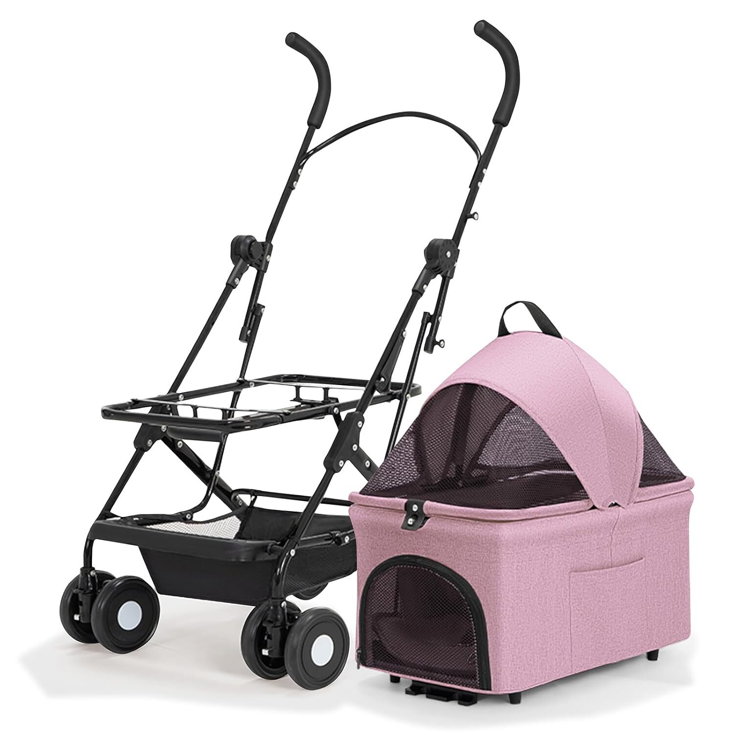 k eratisnik 3in1 dog cart 4wheel folding pet cart with detachable strap multi functional dog travel strap portable pet slow running baby cart suitable