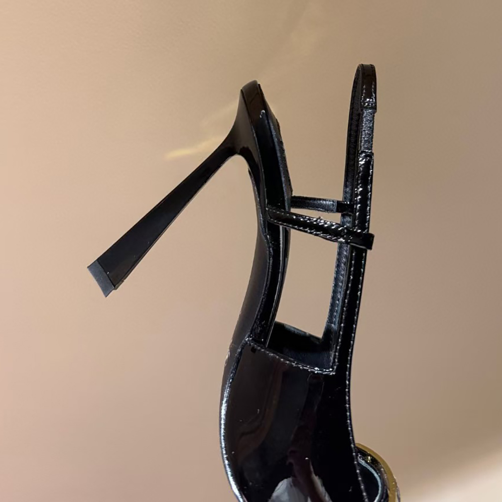 Elegant Womens Stiletto Heel sandals Patent Leather Pointed Toes Slingbacks Dress Shoes party evenings shoes Luxury designer high shoes Sizes 35-40 wi