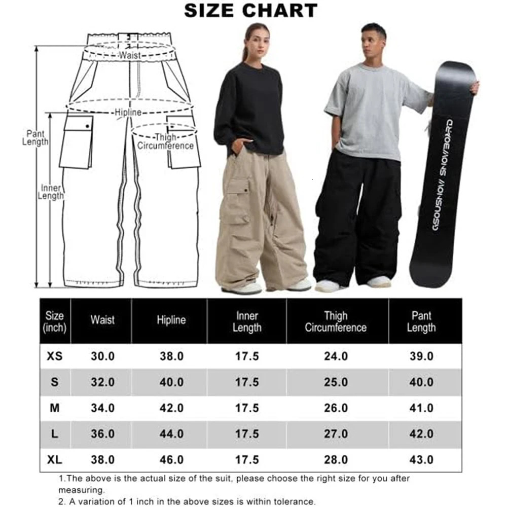 GSOU SNOW Super Baggy Snowboard Pants Men Waterproof Windproof Sports Clothes Insulated Loose Fit Ski Trousers for Cold Weather 251107