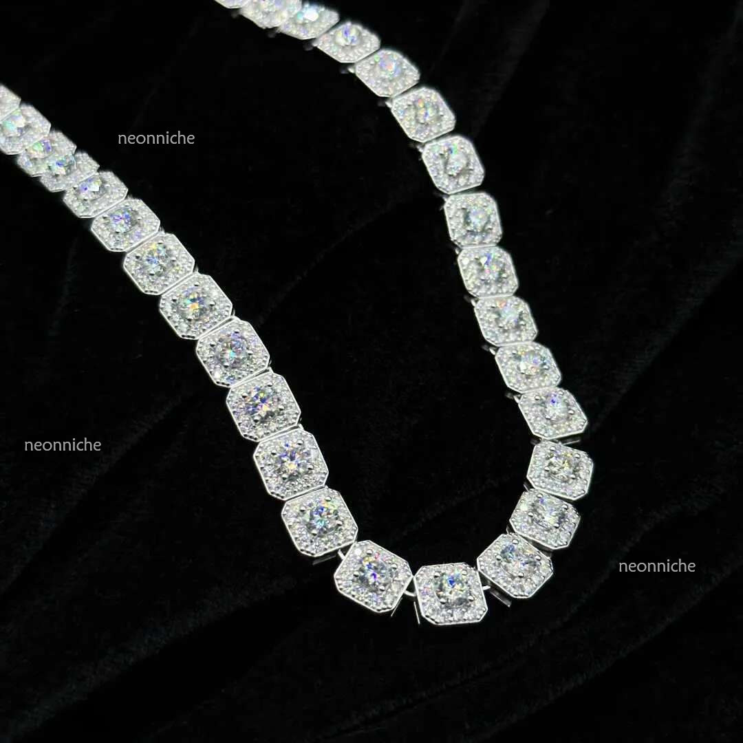 10mm/12mm Custom Size Rock-Candy Tennis Hip Hop Necklace 6mm 5.5mm Vvs Moissanite Chain With sier For Men