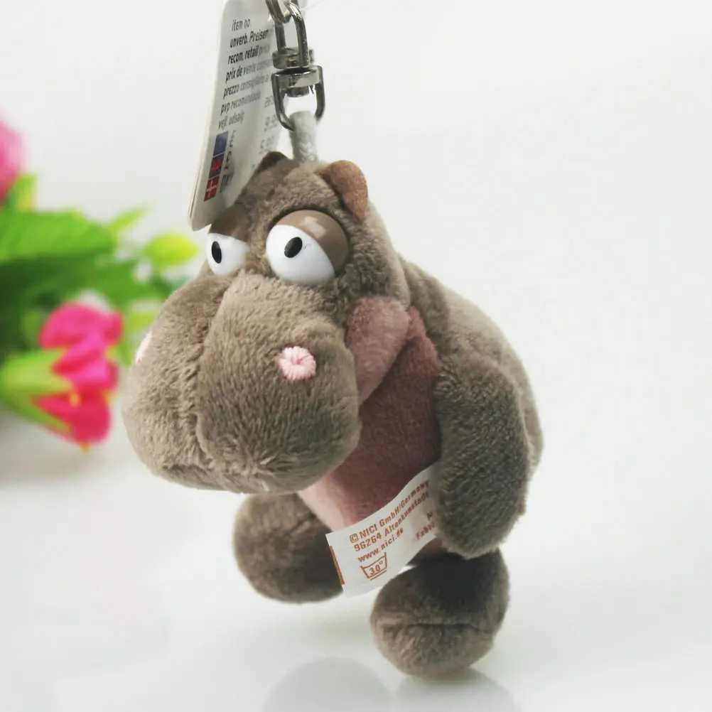 Special Big Eyes Hippopotamus Classic Model Keychain Markings Filled Animal Keyring Soft Doll Gift W250411
