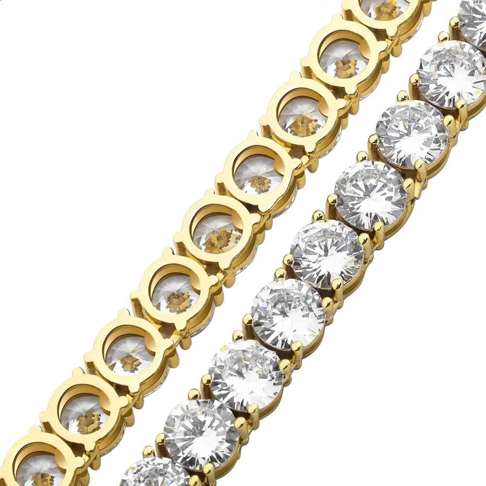 TOPGRILLZ M-6MM Spring Buckle Tennis Chain Iced Out Cubic Zirconia 1 Row Tennis Chain Bracelet Men And Women Hip Hop Jewelry 250408