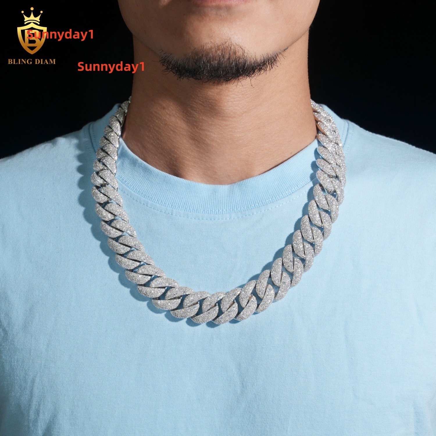 VVS Moissanite Pass Diamond Tester Hip Hop Jewelry Iced Out Diamond 23mm Sterling Silver 925 Miami Cuban Link Chain Necklace