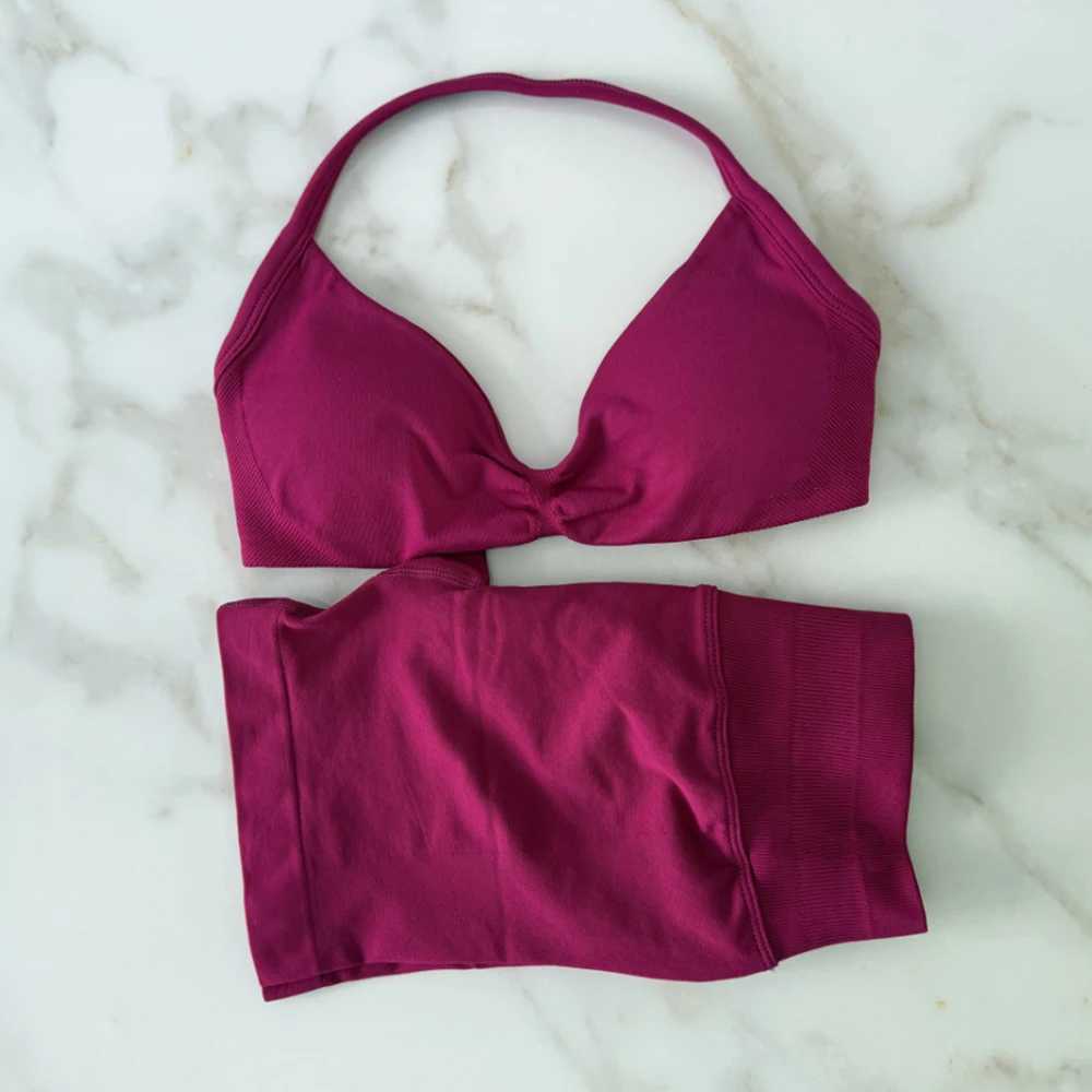 Impact Gym Set 2-piece Womens Shoulder Strap Yoga Bra Top Exercise Scrunch Shorts Sportswear Fitness Suit Seamless Clothing Yoga SetW250411
