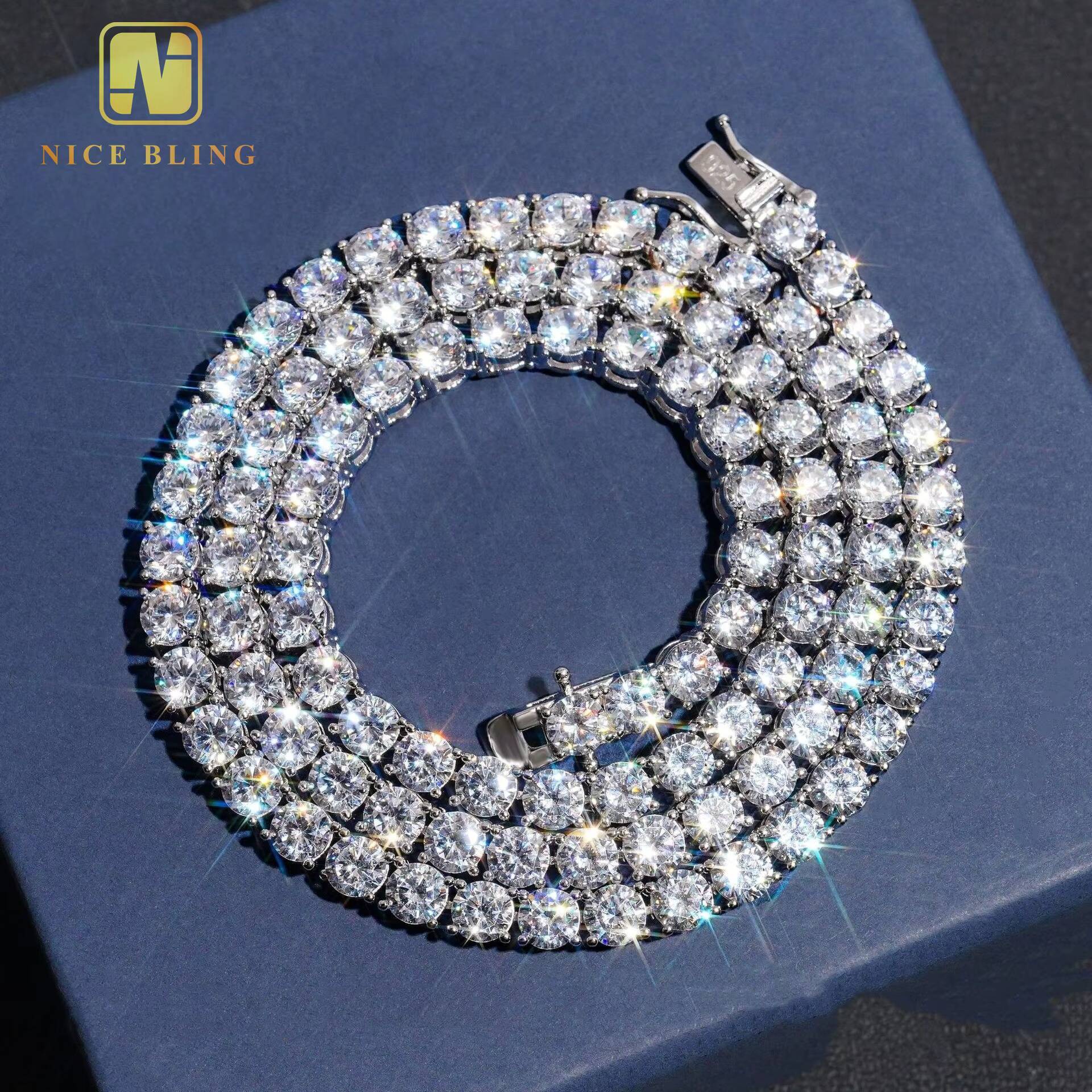 Manufacturer Direct Selling 925 Silver Cubic Diamond Chain Necklace Hip Hop Jewelry Iced Out Tennis Chain