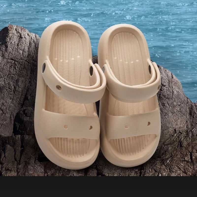 DIY Double Belt Sliders for Womens Summer Outdoor Sandals for Casual Thick Bottom Beach Leisure Waterproof EVA Herringbe SlidersXJ250410