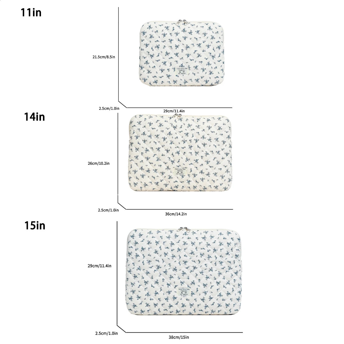 1 Pc Chic Flower Print Quilted Laptop Bag 11 Inch/14 Inch/15 Inch Computer Bag Protection Case Laptop Sleeve Computer Case Bag 250407