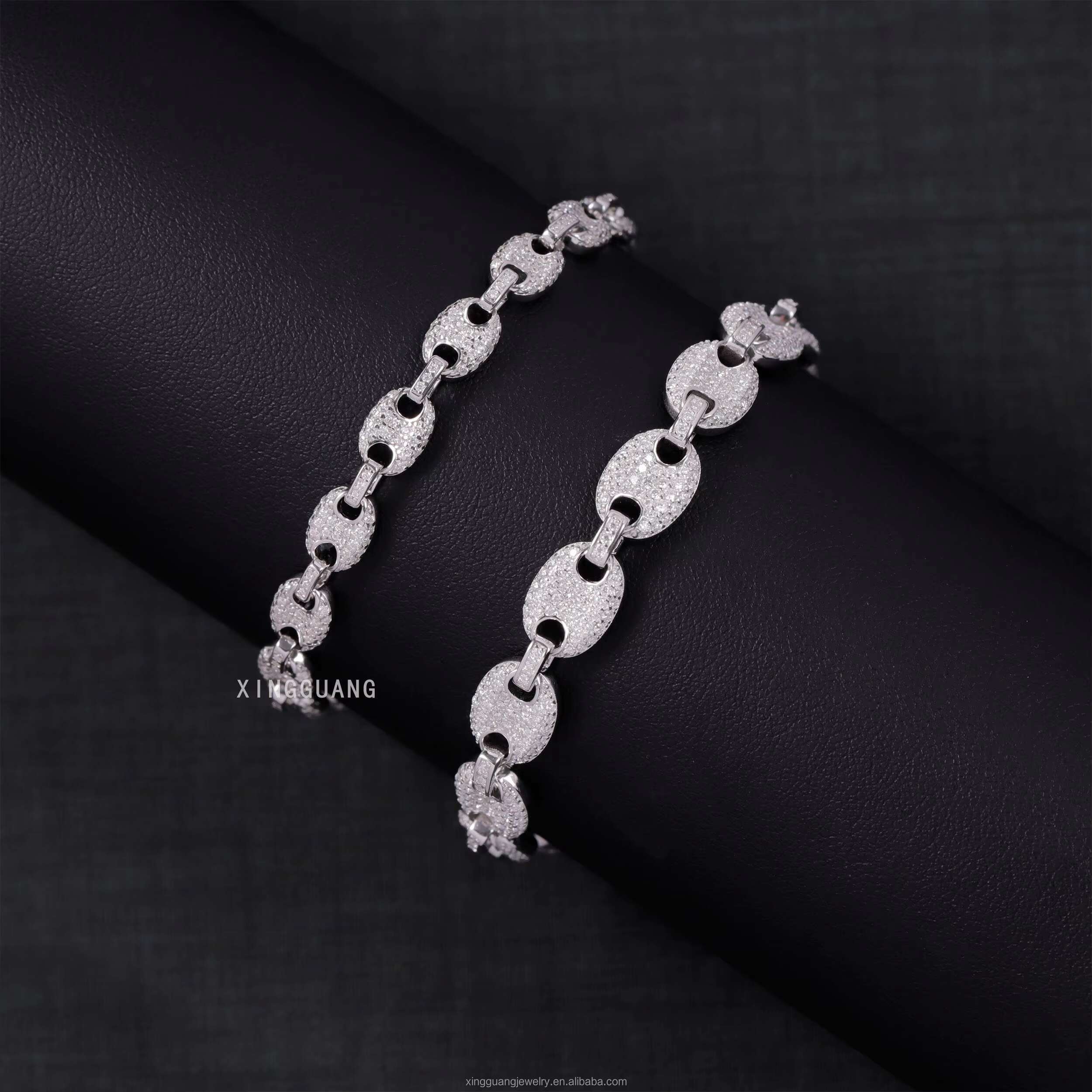 Popular Moissanite Bracelet 6mm 8mm Wide Hip Hop Bracelet S925 Silver VVS Moissanite Diamond Cuban Bracelet for Men Women