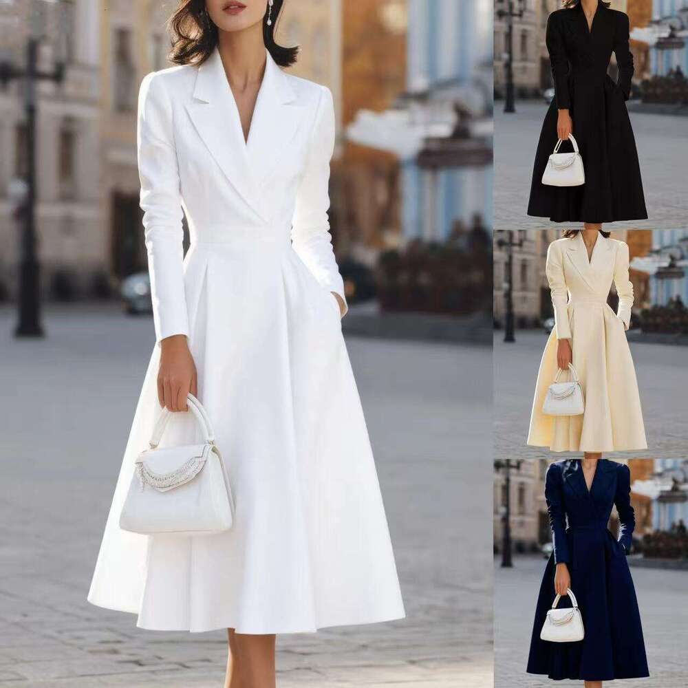 2025 Amazon Wish Independent Station New French V-Neck Elegant Waist Slimming High-End Feel Banquet Long Dress For Women 0c8b