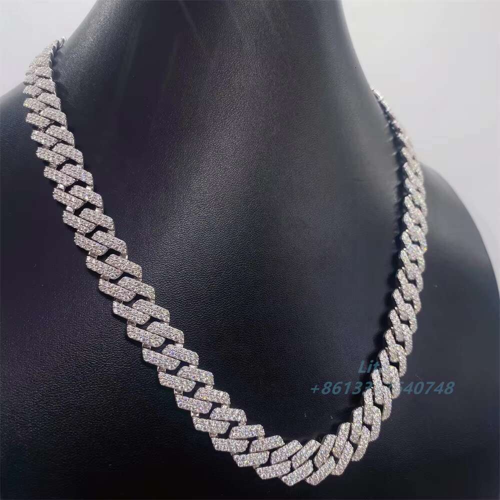 Custom 12mm 18 20 22 24 Diamond Gold Chain Necklace Bracelet Cuban Link Chain Iced Out Hip Hop Jewelry