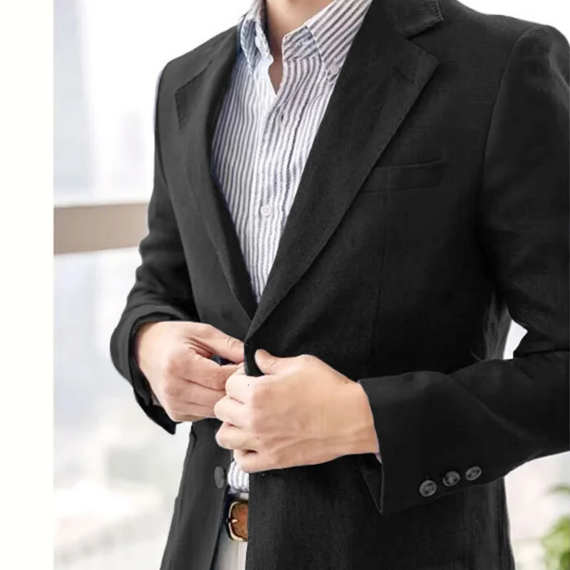 Summer Linen Casual Breathable Mens Lightweight Breathable Slim-Fit Blazer Vintage Italian Style Trendy 251105